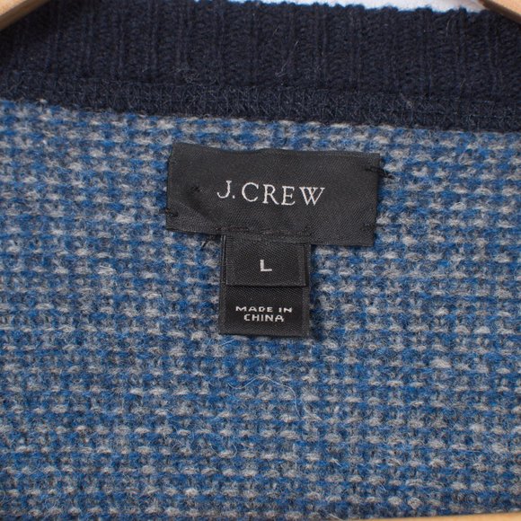 J. Crew Men's Crewneck Sweater L Blue 100% Lambswool Raglan Sleeve - Picture 4 of 6